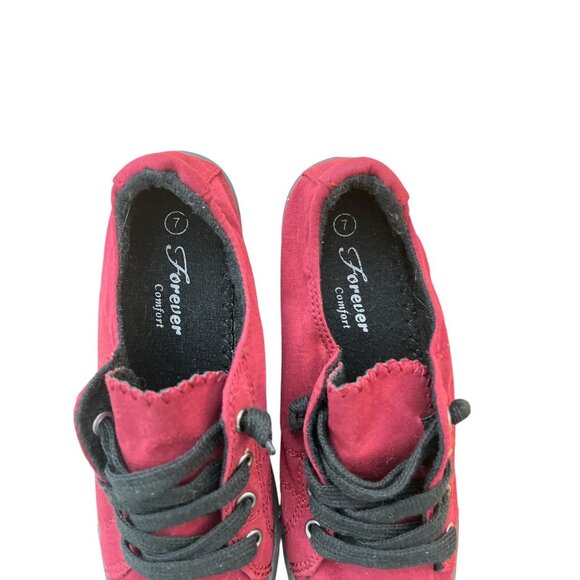 Forever Comfort Womens Casual Burgundy Canvas Sneakers Size 7 - Picture 7 of 8